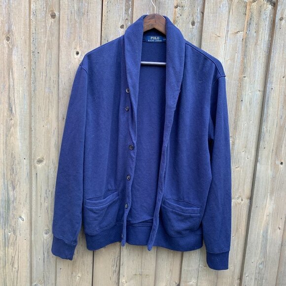 Polo Ralph Lauren Cardigan Sweater Large Blue - Picture 1 of 3